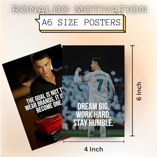 Posters Inc Cristiano Ronaldo Wall Posters for Room Decor | Motivational Quotes Poster Set of 12 | Aesthetic Wall Art for Bedroom, Living Room, Office | 8x12 Inch, 300 GSM Matte Paper | Birthday Gift for Men & Boys - Image 5
