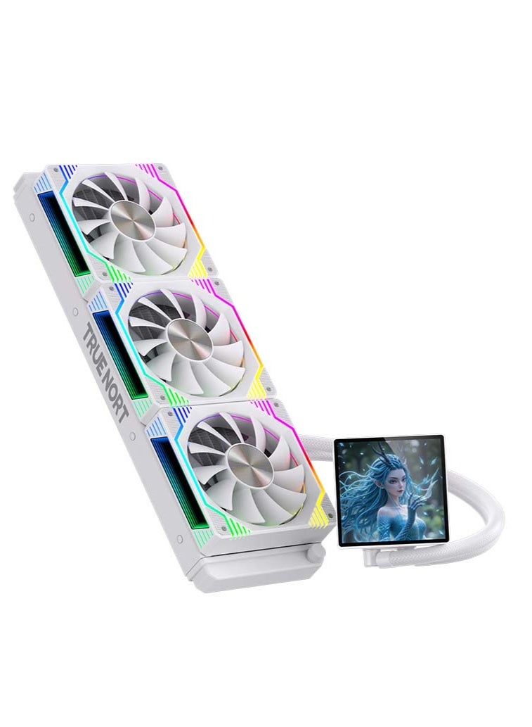 Truenort 360D ARGB Liquid CPU Cooler – High-Efficiency 360mm Radiator AIO Water Cooling System with Triple 120mm ARGB Fans, 295-300W TDP Support, Hydraulic Bearing, 2600RPM Pump, Low Noise Operation, 5V ARGB + PWM, Compatible with Intel & AMD Sockets White - Image 3
