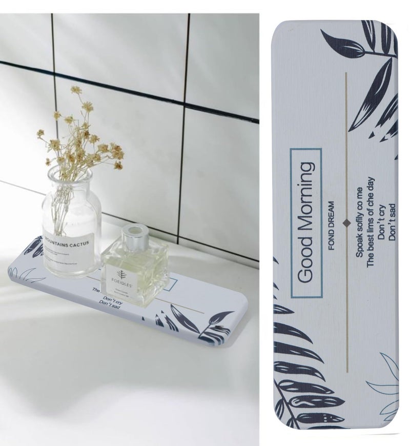 Home-Cloud Homecloud Water Absorbent Diatomite Coasters - Heat Resistant Non Slip Holder, Water Absorbing Mat for Hand Soap, Plants, Toiletries, Bathroom Accessories & The Modern Home (Good_Morning, Pack of 1) - Image 2