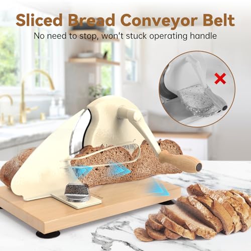 vanerepok Upgrade Manual Bread Slicer for Homemade Sourdough Bread, Classic Hand Crank Home Bread Slicer With Scale Line and Steel Fence, Sharp Blade, Adjustable Width for Homemade & Commercial Use - Image 2