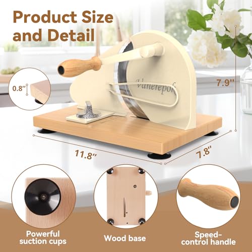 vanerepok Upgrade Manual Bread Slicer for Homemade Sourdough Bread, Classic Hand Crank Home Bread Slicer With Scale Line and Steel Fence, Sharp Blade, Adjustable Width for Homemade & Commercial Use - Image 4