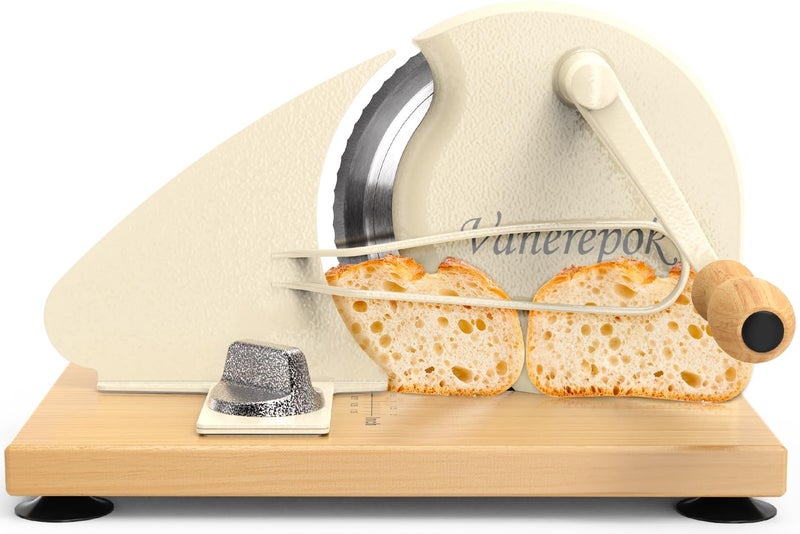 vanerepok Upgrade Manual Bread Slicer for Homemade Sourdough Bread, Classic Hand Crank Home Bread Slicer With Scale Line and Steel Fence, Sharp Blade, Adjustable Width for Homemade & Commercial Use - Image 1