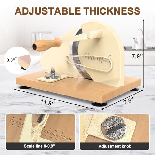 vanerepok Upgrade Manual Bread Slicer for Homemade Sourdough Bread, Classic Hand Crank Home Bread Slicer With Scale Line and Steel Fence, Sharp Blade, Adjustable Width for Homemade & Commercial Use - Image 3
