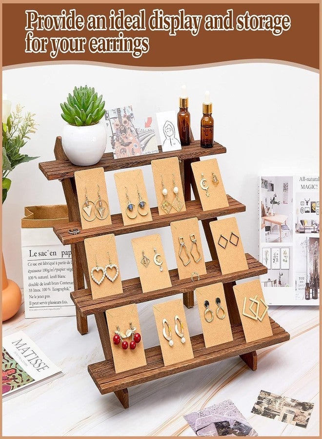 جونيس حامل عرض خشبي من أربعة طبقات من جونيس، حامل عرض أقراط من خشب الجوز متعدد الطبقات، حامل كب كيك، حامل عرض بضائع للبيع على سطح الطاولة - Image 5