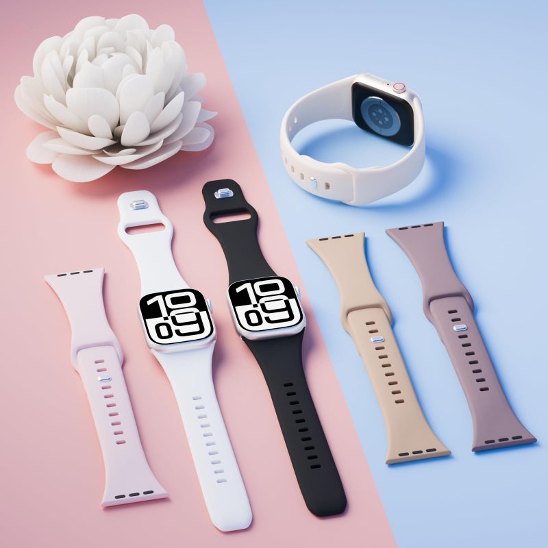 DYKEISS 6 Pack Silicone Bands Compatible with Apple Watch Band 42mm 41mm 40mm 38mm 46mm 45mm 44mm 49mm Women Men, Patented Wristband Soft Sport Waterproof Strap for iWatch Series 11 10 9 8 7 6 5 4 3 SE Ultra - Image 2