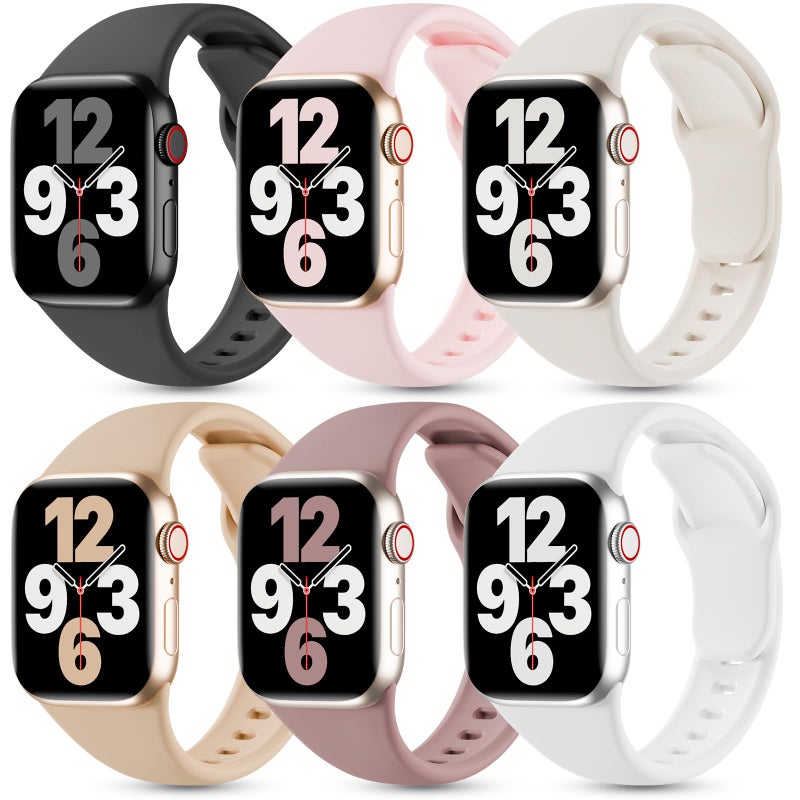 DYKEISS 6 Pack Silicone Bands Compatible with Apple Watch Band 42mm 41mm 40mm 38mm 46mm 45mm 44mm 49mm Women Men, Patented Wristband Soft Sport Waterproof Strap for iWatch Series 11 10 9 8 7 6 5 4 3 SE Ultra - Image 1