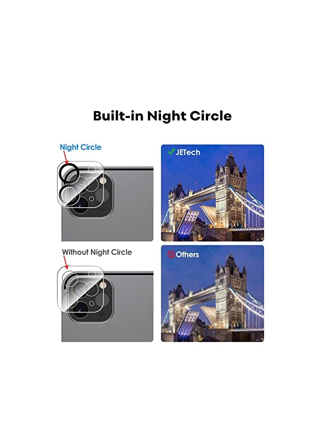 Jetech واقي عدسة الكاميرا لجهاز iPad Pro مقاس 11 بوصة/12.9 بوصة (إصدار 2022/2021/2020)، زجاج مقسّى شفاف عالي الدقة مقاوم للخدش 9H، تغطية كاملة، سهل التركيب، عبوة من 3 قطع - Image 5