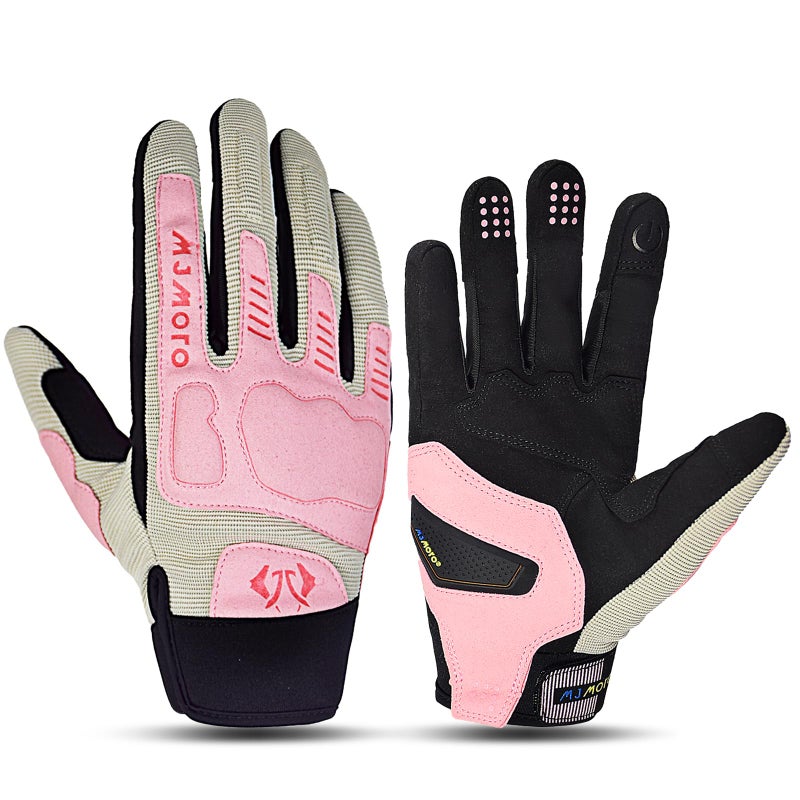 mjmoto Summer Breathable Pink Motorcycle Gloves for WomenTouchscreen Motorbike Gloves AntiSlip for LadyMX ATV MTB Cycling Road Racing Biker Glove Pink Small - Image 3
