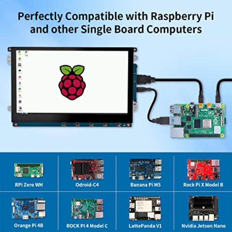 شاشة تعمل باللمس Raspberry Pi للمراقبة المحمولة، شاشة سعوية IPS مضادة للوهج، 1280 × 720، 600 لومن، شاشة HDMI قابلة للتركيب على الحائط - Image 5
