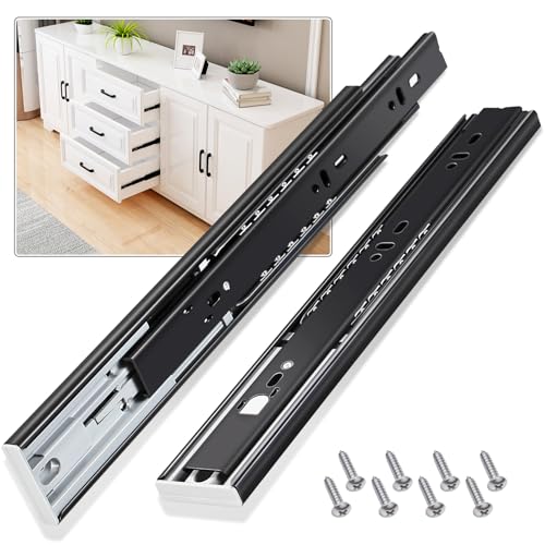 VAGUDE Push to Open Drawer Slides 5 Pairs Full Extension 12 14 16 18 20 22 24 inch Side Mount Pull Out Kitchen Cabinet Rails Bracket Replacement Ball Bearing Tracks kit Guide Runner 100 LB Capacity - Image 1