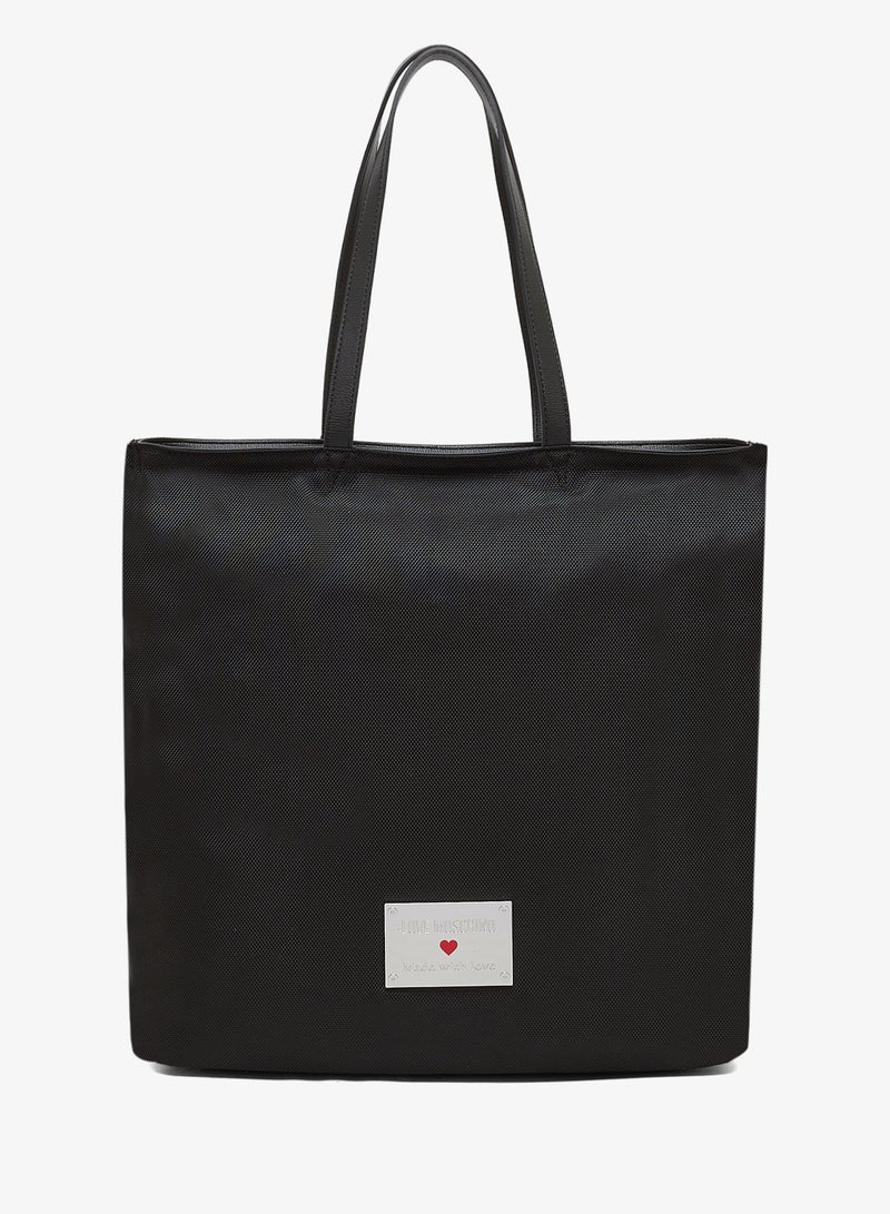 لوف موسكينو حقيبة تسوق بشعار ومقبض علوي - Image 1