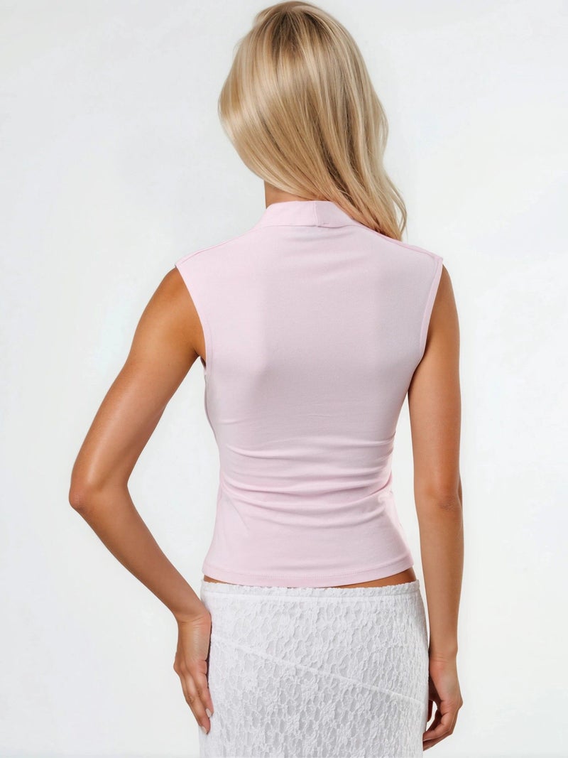 BUSEM V-neck Sleeveless Drape Blouse - Image 4