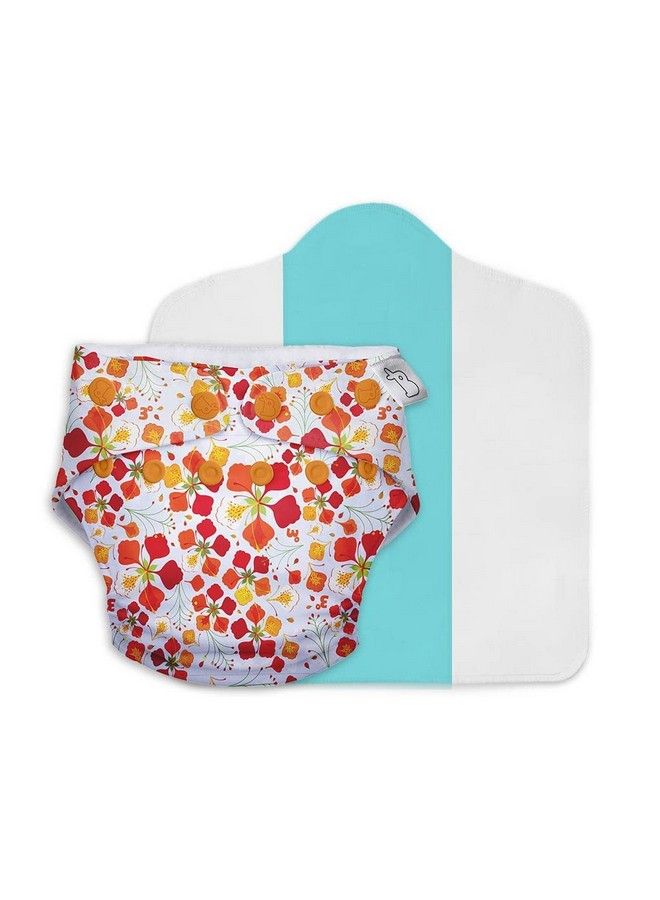 Superbottoms Uno Freesize Cloth Diaper ; Cloth Diaper For Babies 0 To 3 Years ; Washable & Reusable Cloth Diaper ; Comes With Cloth Diaper Inserts ; 1 Organic Cotton Soaker (Gulmohar) - Image 2