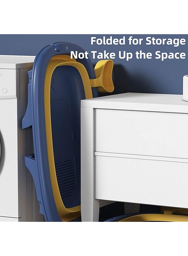 Motim 9 Pcs Cute Crab Design Baby Bath Tub Foldable Bathtub + Bathmat Cushion + Temperature Measurement Card*1 + Duckling Toys *2 + Ocean Balls *4 - Image 3