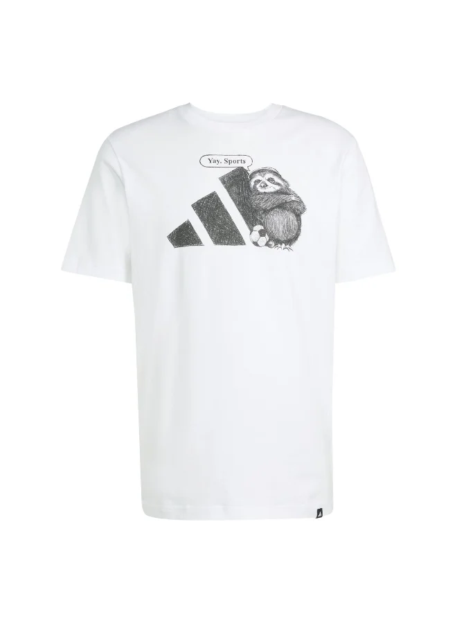 Adidas Adidas M Spw Yay T White Graphic Tee (Short Sleeve) T-Shirts For Men