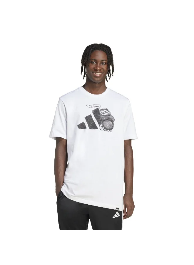 Adidas Adidas M Spw Yay T White Graphic Tee (Short Sleeve) T-Shirts For Men
