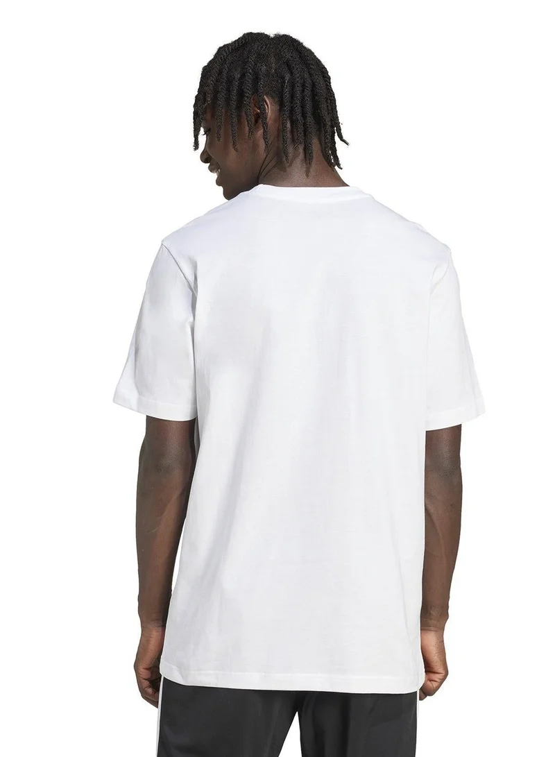 اديداس تي شيرت رجالي أبيض بطبعة     بأكمام قصيرة