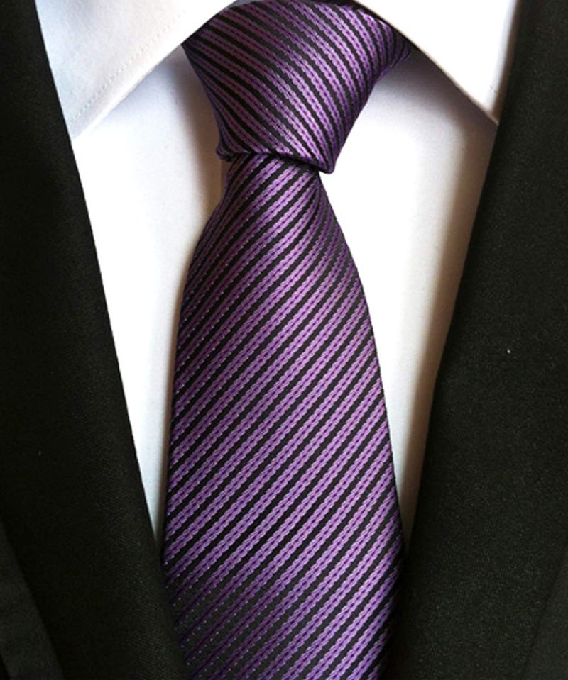 Ctskyte Men's Narrow Fine Stripe Pattern Ties Eggplant Purple Business Meetings Neckties - Image 3