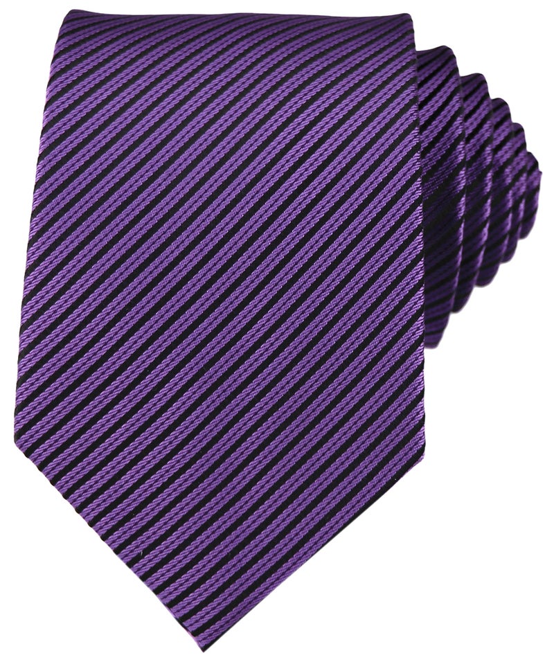 Ctskyte Men's Narrow Fine Stripe Pattern Ties Eggplant Purple Business Meetings Neckties - Image 4