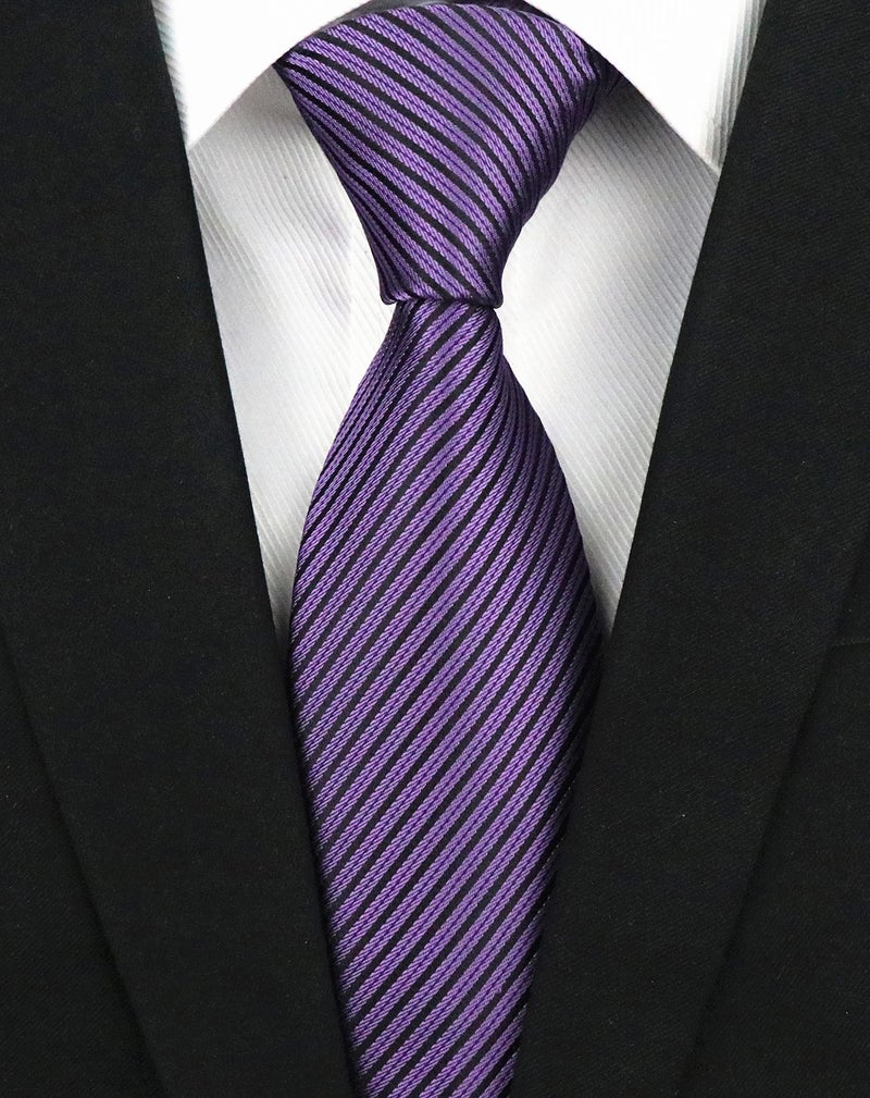 Ctskyte Men's Narrow Fine Stripe Pattern Ties Eggplant Purple Business Meetings Neckties - Image 2