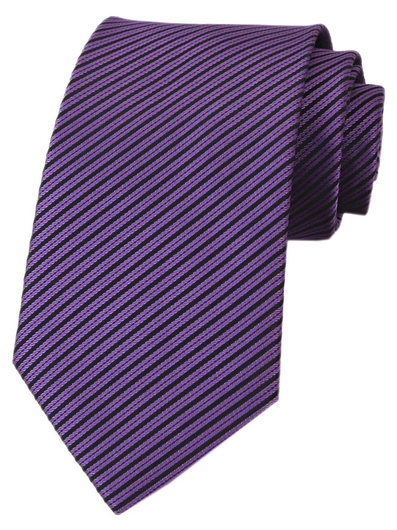 Ctskyte Men's Narrow Fine Stripe Pattern Ties Eggplant Purple Business Meetings Neckties - Image 5