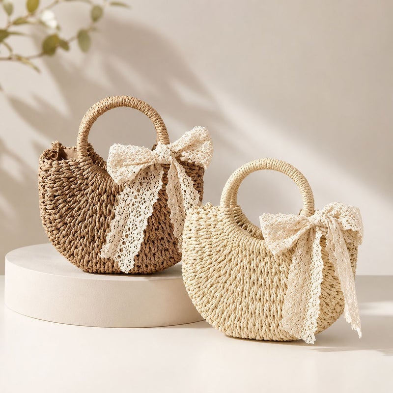 Women's Straw Woven Bucket Bag Handbag - Image 2