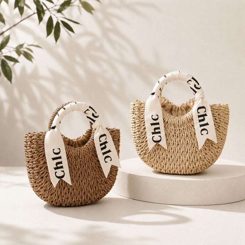 Women's Straw Woven Bucket Bag Handbag - Image 1
