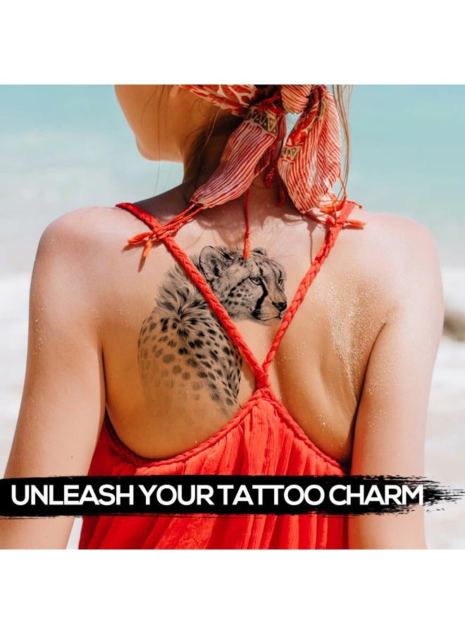 Kotbs 6 Sheets Large Temporary Tattoo Black Strong Wolf Tiger Tattoo Sticker for Men Women Guys Waterproof Body Art Makeup Fake Tattoos - Image 5