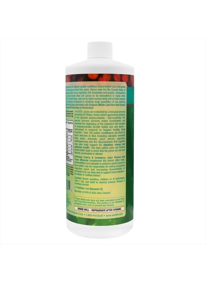 Aloe Life Whole Leaf Aloe Vera Juice Concentrate, Soothing Relief for Indigestion, Antioxidant Catalyst, Supports Energy & Wellness, Certified Organic Aloe Leaves, Gluten-Free (Cherry Berry, 32 oz)  - Image 3