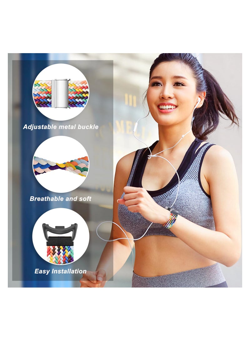Barakah Braided Nylon Strap Compatible with Xiaomi Smart Band 8, Breathable Stretchable Elastic Sport Fashion Strap Replacement Band for Women Men Children, Colorful - Image 2
