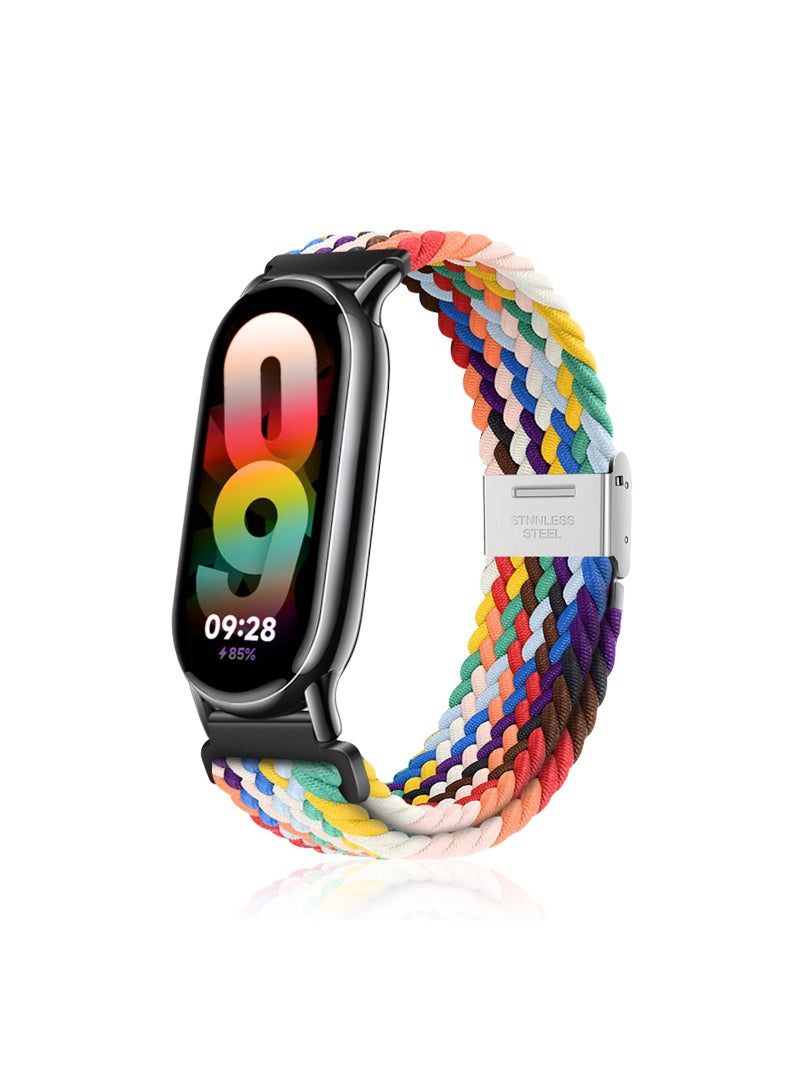 Barakah Braided Nylon Strap Compatible with Xiaomi Smart Band 8, Breathable Stretchable Elastic Sport Fashion Strap Replacement Band for Women Men Children, Colorful - Image 1