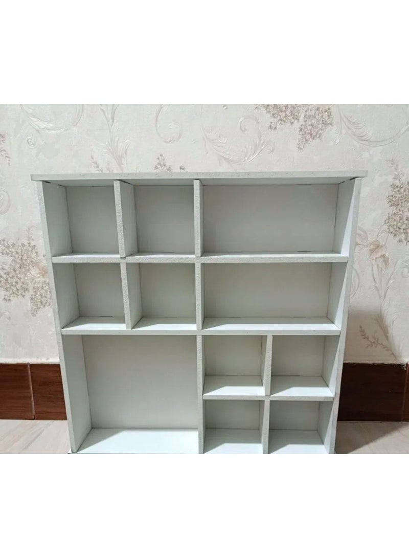 eBasket 11-Compartment Mug Storage Unit - Moss wood unit with a duco acrylic finish for stylish organization of mugs and pitchers. Creates a coordinated look and saves storage space. Size: 60*60*5 cm (White) - Image 2