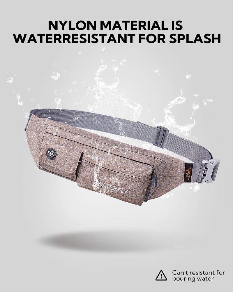WATERFLY Fanny Pack for Women Men Water Resistant Small Waist Pouch Slim Belt Bag with 4 Pockets for Running Travelling Hiking Walking Lightweight Crossbody Chest Bag Fit All Phones… - Image 5