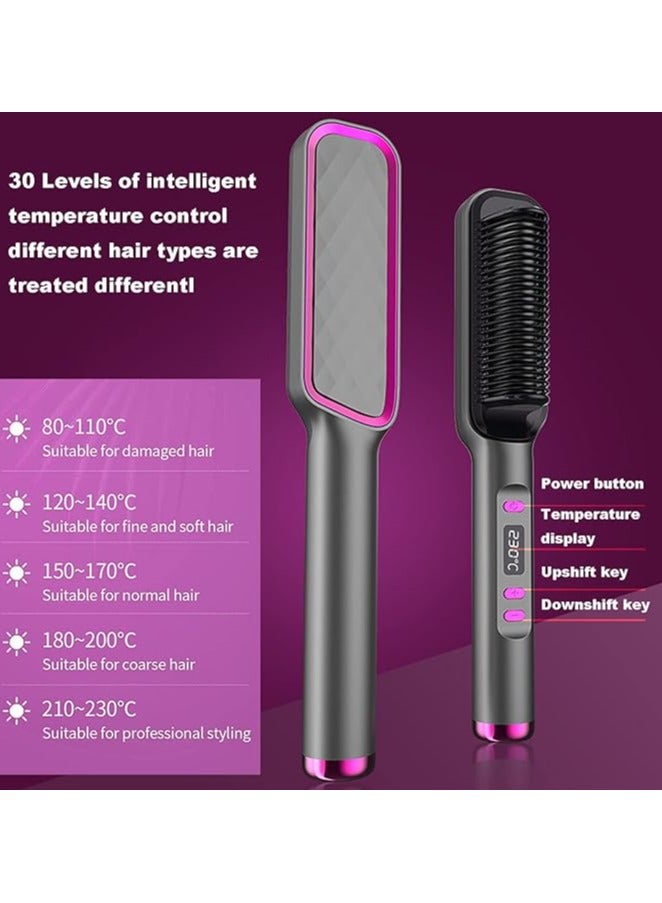 Hair Straightener Brush,30-Speed Negative Ion Hair Straightener Styling Comb, Hot Comb Electric, 5 Temp Settings Hair Styling Tools Fast Heated Hair Brush Suitable for Home and Salon - Image 4
