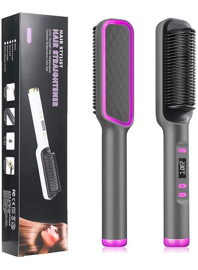 Hair Straightener Brush,30-Speed Negative Ion Hair Straightener Styling Comb, Hot Comb Electric, 5 Temp Settings Hair Styling Tools Fast Heated Hair Brush Suitable for Home and Salon - Image 2