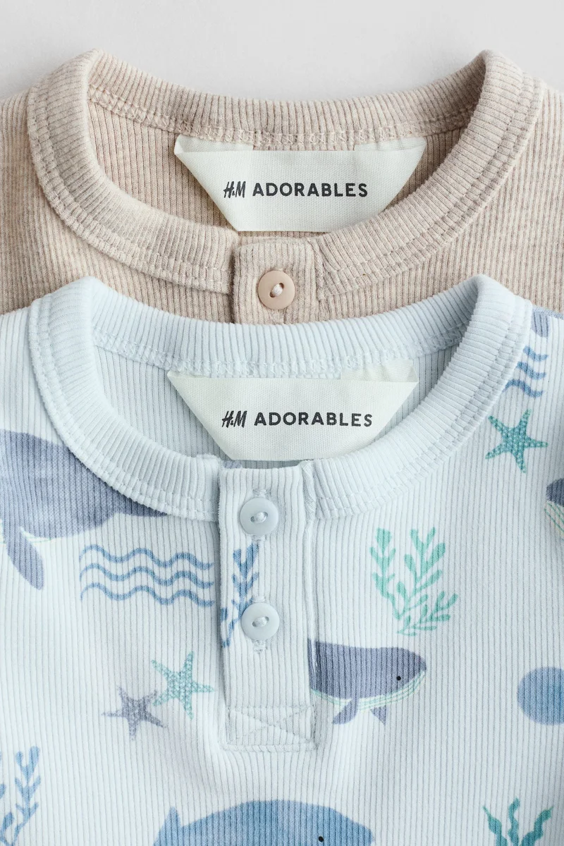 اتش اند ام بلوزة هينلي من القطن - عبوة من قطعتين