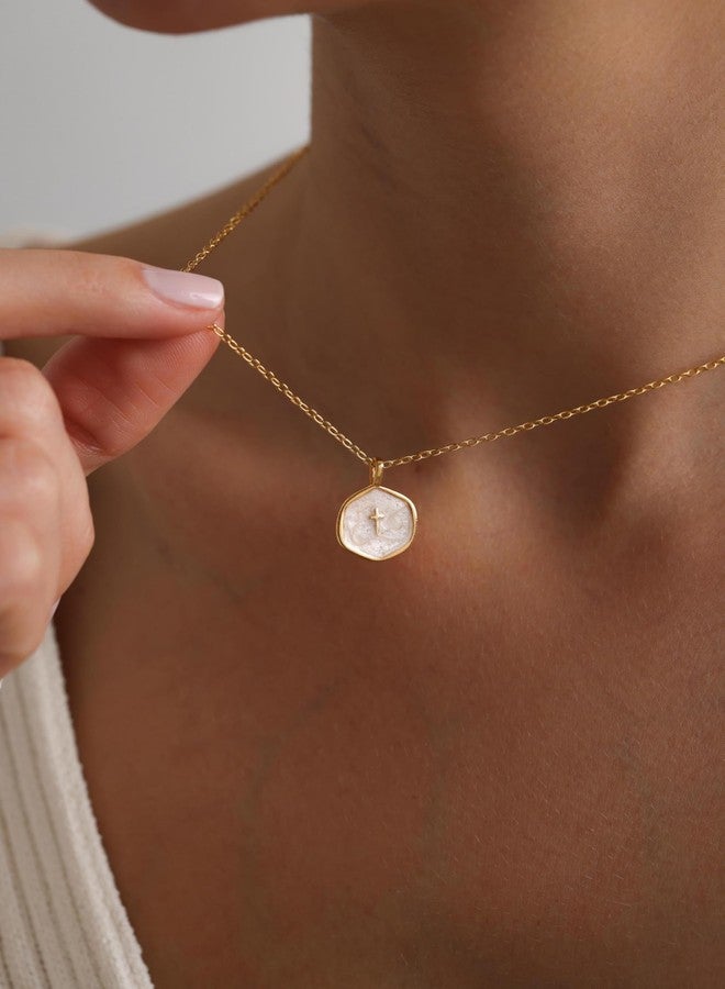 Tewiky Cross Necklace for Women-Dainty Simple 14k Gold Plated Cross Pendant Cute Necklaces for Women Jewelry - Image 4