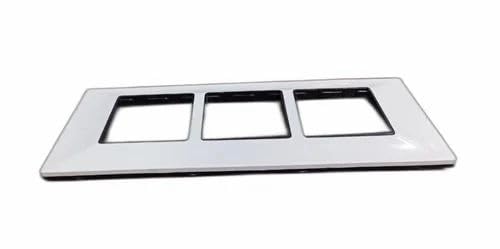 SEER 6 Module Switch Board Cover Plate, White Chrome Finish, Polycarbonate Frame (6 module plate white) - Image 2