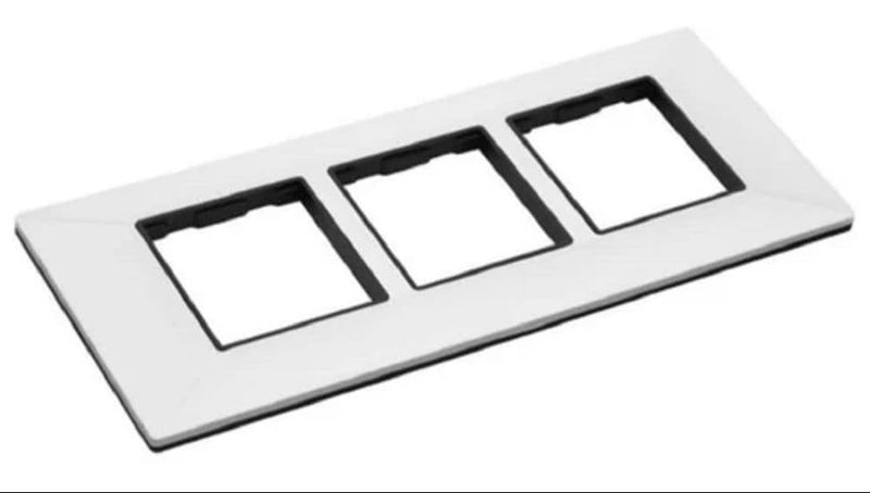 SEER 6 Module Switch Board Cover Plate, White Chrome Finish, Polycarbonate Frame (6 module plate white) - Image 1