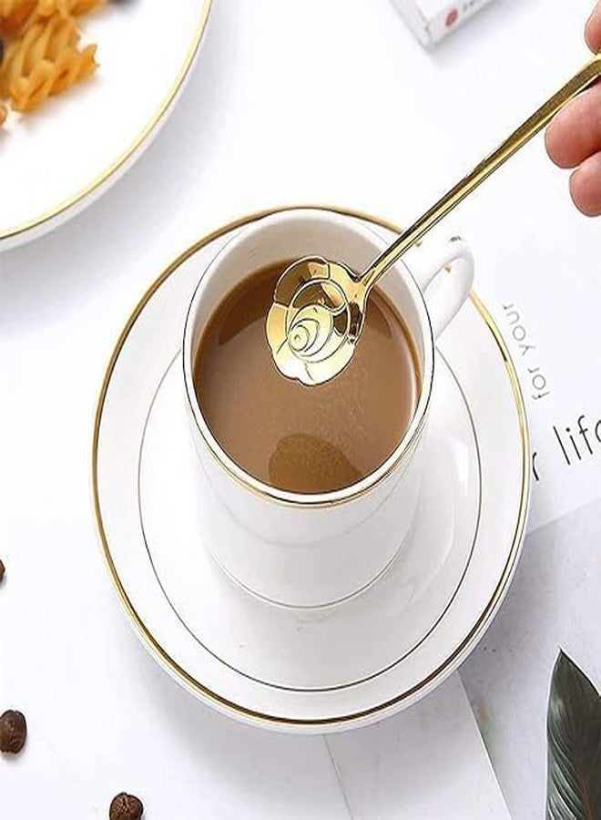 GNEY Luxury Gold Dessert Spoon Set of 4 – Premium Stainless Steel Coffee & Tea Spoons with Floral & Heart Design, Long Handle Stirring Spoon for Cake, Ice Cream, Drinks – Elegant Gift Cutlery Set - Image 5