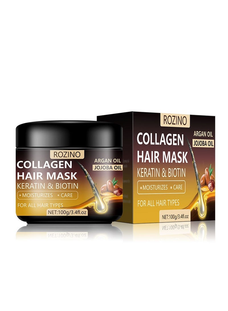Rozino Collagen Hair Mask, Maca Power Deep Repair Conditioning | Argan Oil, Maca Essence, Natural Herbs | Hair Mask for Dry Damaged Hair, All Hair Types| Paraben-Free, Sulfate-Free 100g - Image 1