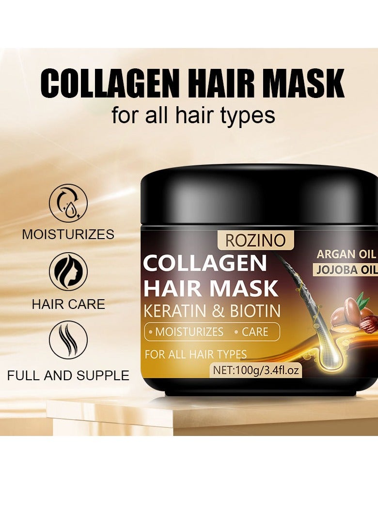 Rozino Collagen Hair Mask, Maca Power Deep Repair Conditioning | Argan Oil, Maca Essence, Natural Herbs | Hair Mask for Dry Damaged Hair, All Hair Types| Paraben-Free, Sulfate-Free 100g - Image 3