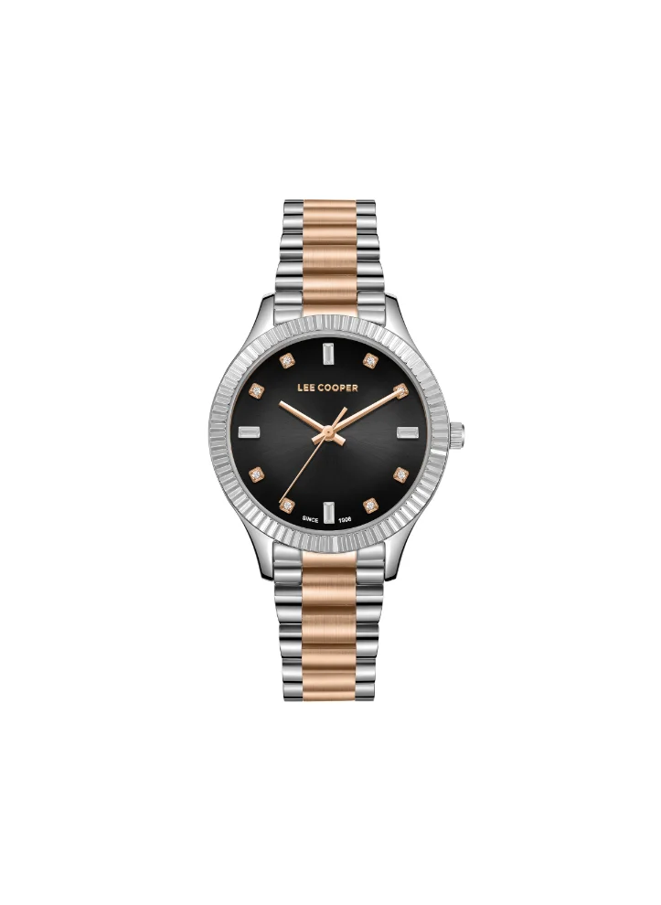 Lee Cooper LEE COOPER LC08079.560 Women's Analog Display Watch & Metal Strap Silver/Rose Gold