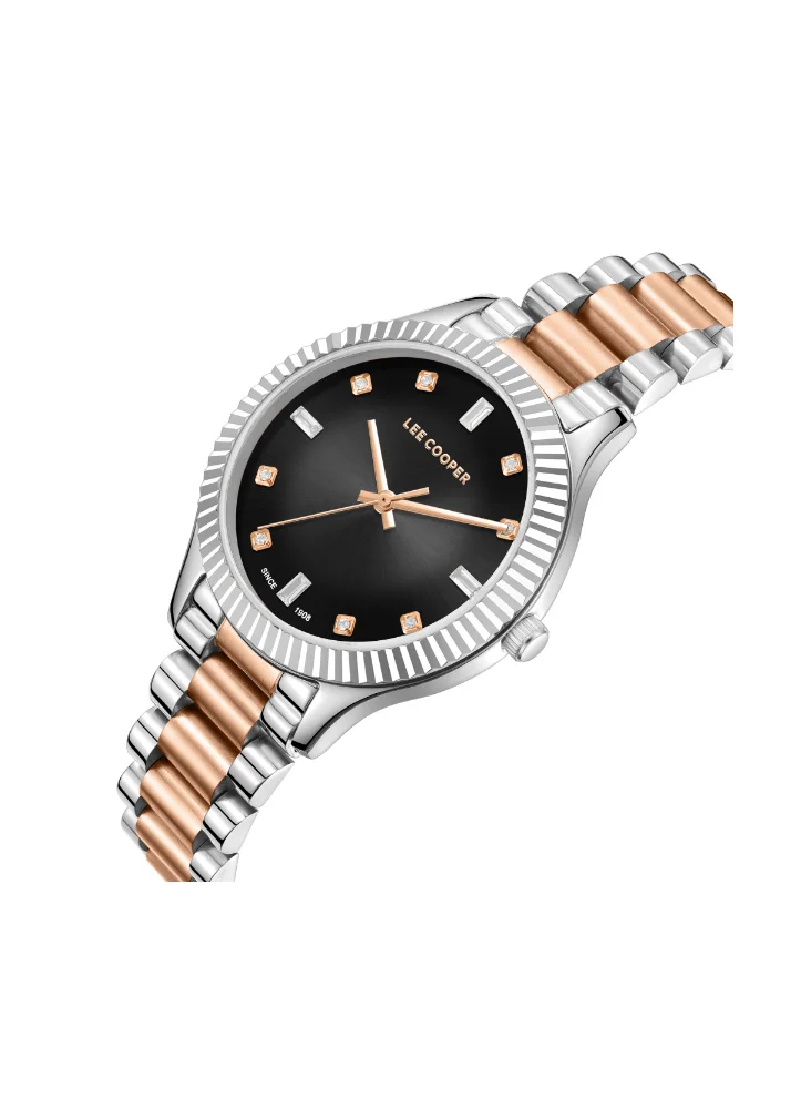 Lee Cooper LEE COOPER LC08079.560 Women's Analog Display Watch & Metal Strap Silver/Rose Gold
