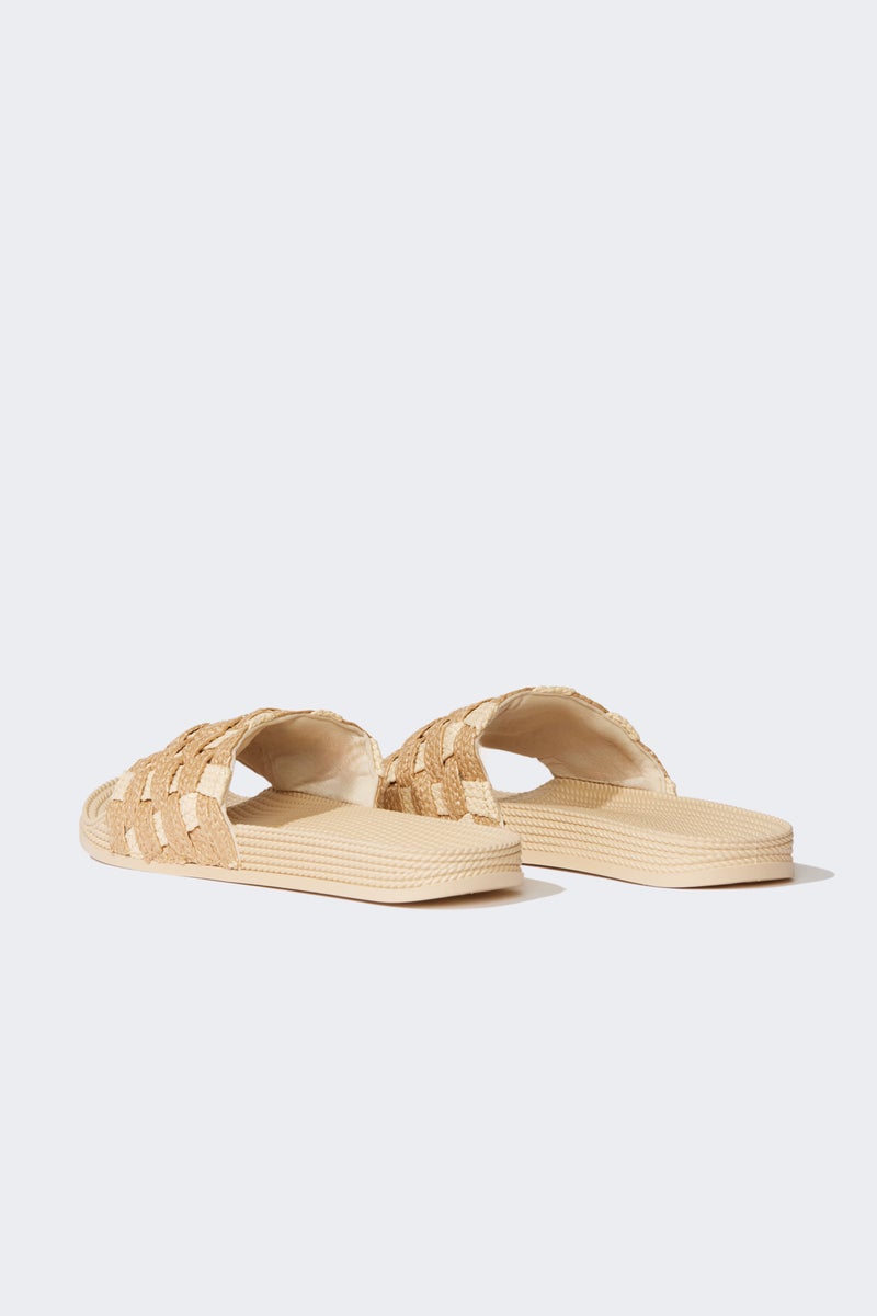 DeFacto Beige Woman Woman Flat Sole Faux Leather Slippers Casual - Image 3