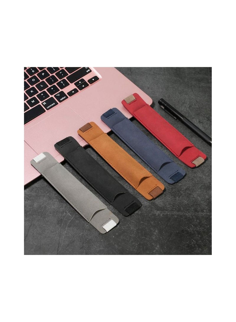 Generic 5 PCS Vintage PU Leather Pencil Case Book Notebook Elastic Rubber Band Buckle Pen Clip Portable Lightweight Laptop Pen Holder  - Image 1