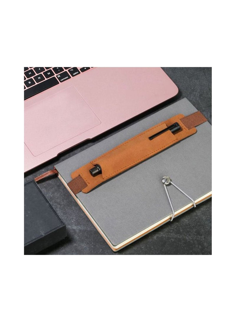 Generic 5 PCS Vintage PU Leather Pencil Case Book Notebook Elastic Rubber Band Buckle Pen Clip Portable Lightweight Laptop Pen Holder  - Image 3
