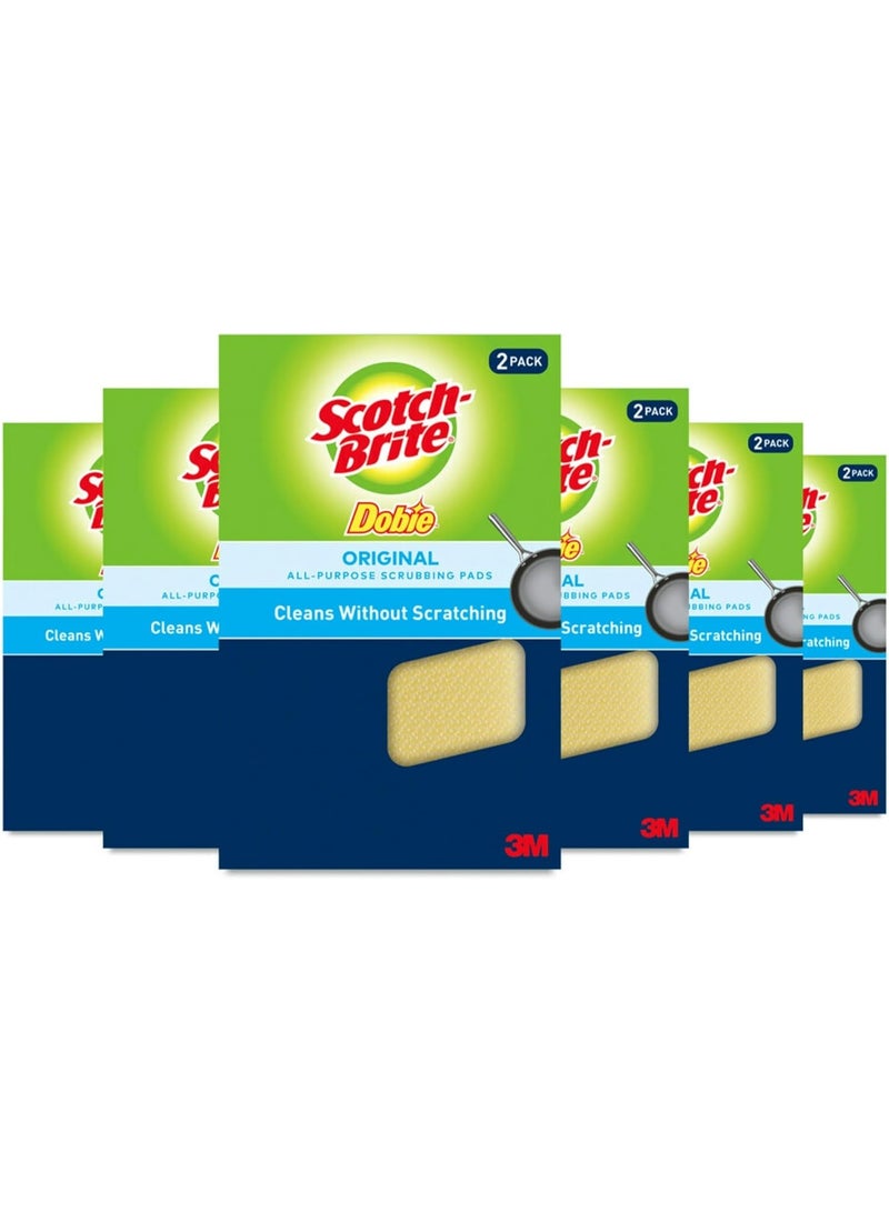 Scotch Brite Scotch-Brite Dobie Pads, Dobie Sponge for All Purpose Cleaning of Kitchen, Bathroom, and Household, Non Scratch Dobie Cleaning Pads Safe for Non-Stick Cookware, 12 Dobie Pads - Image 1