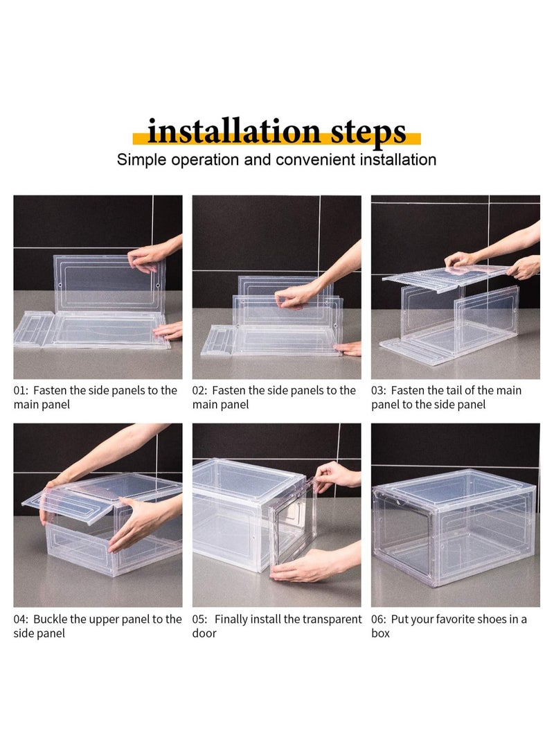 3-Pcs Shoe Racks, Stackable Plastic Shoe Box with Clear Door, Easy Assembly, Multi-Purpose Durable Organizer Containers for Shoes, Books, Toys, Clothing and Jewelry - Image 4