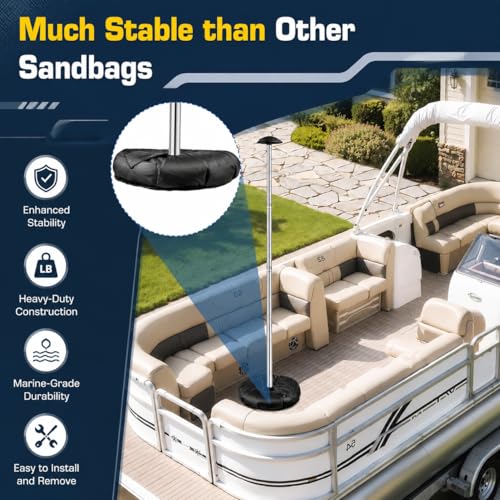 Fuprosico Pontoon Cover Support Poles with Ring Sandbag Much More Stable,Adjustable Boat Cover Support System Won't Retract for Pontoon,Jon,Bass,V-Hull Boat with Heavy Duty Straps,Stainless Steel - Image 4